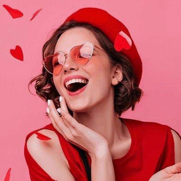 Polarized Heart Shaped Sunglasses Pink Gold Metal Frame - Picture 3 of 7